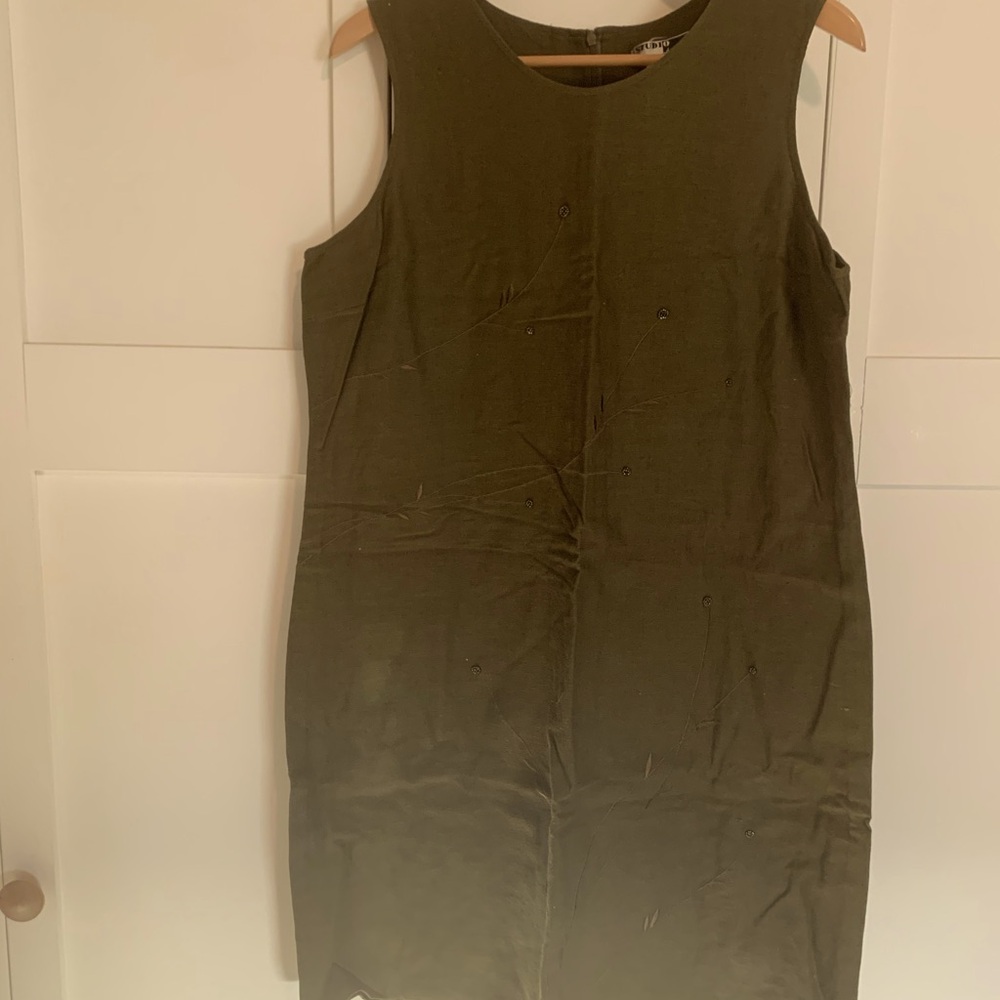 Sleeveless Studio JPR Olive Green Linen blend dress - Size 16